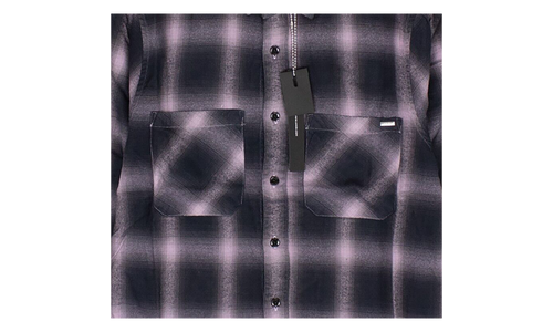 Black And White Shadow Plaid Shirt "Black and Lavender" AMR XTPS 0225