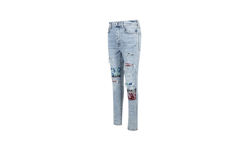 Blue Pajama Art Patch Skinny Jeans "Blue" MDS065 489R